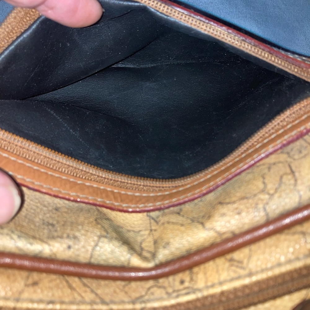 Pierre Balmain Map-Print Messenger Bag in Tan and Brown - Picture 10 of 11